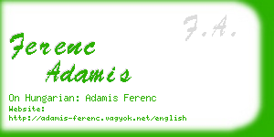 ferenc adamis business card